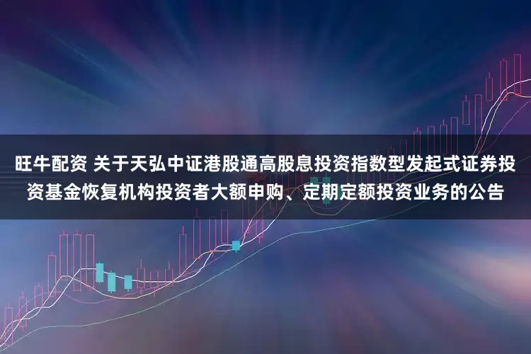 旺牛配资 关于天弘中证港股通高股息投资指数型发起式证券投资基金恢复机构投资者大额申购、定期定额投资业务的公告